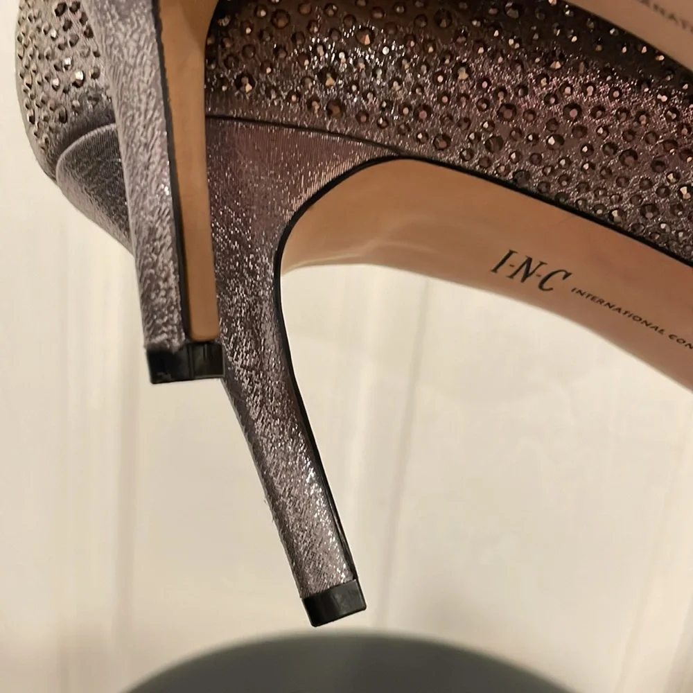 INC International Concepts Sparkling Silver Rhinestone Pointed Toe Heels